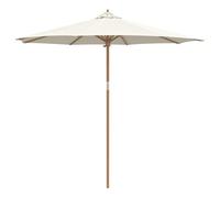 vidaXL Cream White Patio Umbrella - 151cm Round, Adjustable Height, UV & Water Resistant, Natural Wood Frame