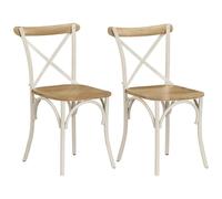 vidaXL Cross Chairs 2 pcs White Solid Mango Wood NEW