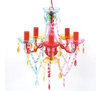 vidaXL Multicolour Artificial Glass Chandelier with 5 Bulbs, Retro Style Ceiling Light with Adjustable Height, Decorative Centerpiece for Living Room or Dining Room