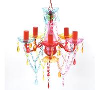 vidaXL Crystal Light 5 Bulbs Multicolour Chandelier Ceiling Lighting Fixture