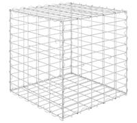 vidaXL Gabion Raised Bed Steel Wire - Square, Rustproof Weather-Resistant Flower & Plant Holder for Garden/Patio, Easy Assembly, Secure & Stylish Border, Size: 50x50x50 cm, Mesh Size: 10x5 cm, Silver