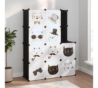 vidaXL Cube Storage Cabinet for Kids with 10 Cubes Black PP