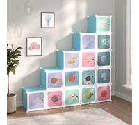 VidaXL Cube Storage Cabinet For Kids With 15 Cubes Blue, Blue
