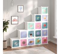 vidaXL Cube Storage Cabinet for Kids with 15 Cubes White PP