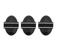 vidaXL Horse Curry Combs 3 pcs - Black Steel Grooming Tools, Serrated Oval 16x10.5x2 cm