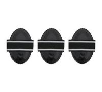 vidaXL Curry Combs 3 pcs - Black Steel Horse Grooming Tools for Loose Hair, Mud, Scurf Removal, with Serrated Edges, Oval Shape - 16x10.5x2 cm
