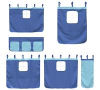 vidaXL Blue Loft Bed Curtains - Blackout Privacy Tent Canopy - Durable Polyester Material with Storage Pockets