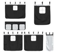 vidaXL Curtains for Loft Bed, Blackout Curtain for Children Kids Baby, Bed Canopy, Privacy Underbed Curtains, White and Black Polyester