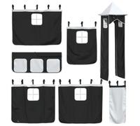 vidaXL Curtains for Loft Bed with Tower White and Black Polyester