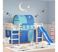 vidaXL Loft Bed Curtains with Tunnel | Durable 100% Polyester Material | Blue, Fun-Filled, Interactive Design | Features Three-Pocket Curtain for Additional Storage