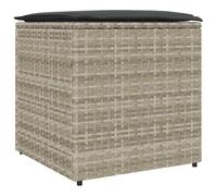 vidaXL Cushion Box with Storage Light grey 50 x 50 x 50 cm Poly Rattan, Modern Outdoor Storage Box, Rectangular, Durable, Weatherproof Container for Cushion, Garden Dcor, Balcony Furniture