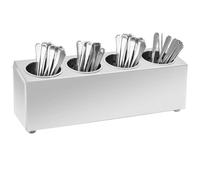 vidaXL Cutlery Holder 4 Grids Kitchen Knife Block Utensil Drying Tray Drainer Basket Flatware Organiser Rectangular Stainless Steel