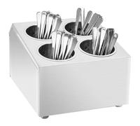 vidaXL Cutlery Holder 4 Grids Kitchen Knife Block Utensil Drying Tray Drainer Basket Flatware Organiser Corrosion Free Square Stainless Steel
