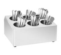 vidaXL Square Stainless Steel Cutlery Holder with Removable Inserts - 6 Grids Knife and Utensil Organiser for Home, Restaurant, Hotel