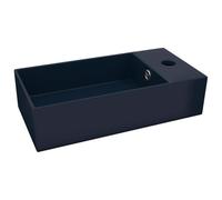 vidaXL - Dark Blue Ceramic Bathroom Sink with Overflow, Contemporary Matt Surface, Easy to Install and Clean, Suitable for Bathroom/Kitchen/Workplace