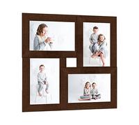 vidaXL Dark Brown Collage Photo Frame for 4 Pictures - Contemporary MDF Table or Wall Display for Home, Office, Dorm Decor