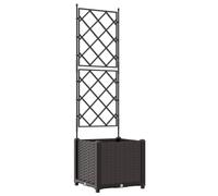 vidaXL Dark Brown Resin Planter Box with Trellis - 40x40x143 cm Indoor/Outdoor Vertical Plant Pot - Balcony & Garden Decor