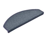 vidaXL Dark Grey and Blue Carpet Stair Treads Set - Washable and Non-Slip Stair Protection with Adhesive Tapes, Designed from Durable 100% PP Tufted Material for indoor stairs, Set of 15