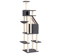 'vidaXL Dark Grey Cat Tree with Sisal Scratching Posts and Multiple Levels - Indoor Cat Furniture with Play Towers, Houses, and Platforms
