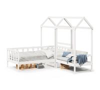 vidaXL Day Bed and Bench Set with Roof without Mattress White 80x200 cm