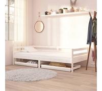 vidaXL 2x Solid Pinewood Day Bed Drawers White Bedroom Bed Box Storage Unit