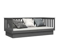 vidaXL Day Bed Grey 90x200 cm - Solid Pine Wood for Enhanced Durability - Multipurpose Use as Sofa or Bed - Easy Assembly with Included Manual - Sleek Grey Finish