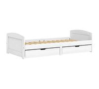 (white) vidaXL Day Bed IRUN Sleeper Sofa with 2 Drawers 90x200 cm Solid Wood Pine