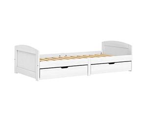 vidaXL Day Bed IRUN, Sofa Bed with 2 Drawers, Guest Bed for Living Room Bedroom, Sleeper Sofa with Storage, White 90x200 cm Solid Wood Pine