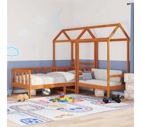 vidaXL Day Bed Set 3 pcs Wax Brown Solid Pine Wood