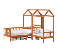 vidaXL Day Bed Set 3 pcs Wax Brown Solid Pine Wood, Stylish Day Bed, Modern Platform Frame, Compact Pine Furniture, Functional Sleeping Solution for Home Bedroom