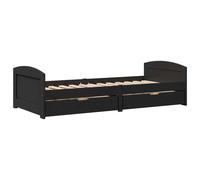 vidaXL Day Bed with 2 Drawers without Mattress IRUN Black 90x200 cm sofa bed