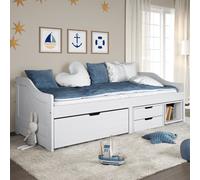 Day Bed with 3 Drawers without Mattress "IRUN" White 90x200 cm