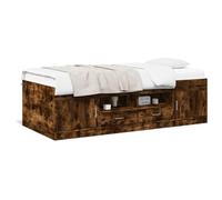 vidaXL Day Bed with Drawers, Guest Bed with Storage Space, Plywood Slats, Sofa Bed for Living Room, Bedroom, Bed, Modern, Smoked Oak, 90 x 190 cm, Wood Material