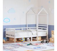 White Solid Pine Day Bed with Roof 80x200 cm Kids Sofa Bed Frame No Mattress UK