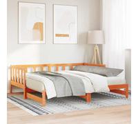 vidaXL Day bed with Trundle Wax Brown 203.5 x 184 x 66 cm, Brown
