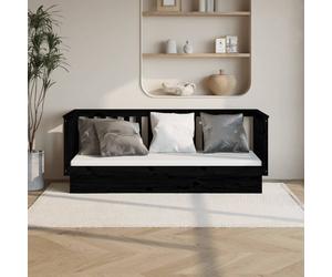 vidaXL Day Bed without Mattress Black 75x190 cm Small Single Solid Wood Pine