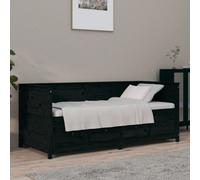 Vidaxl Day Bed Without Mattress Black 90X190 Cm Single Solid Wood Pine