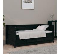vidaXL Day Bed without Mattress Black 90x190 cm Single Solid Wood Pine