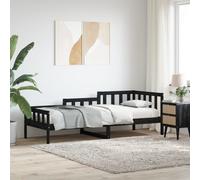 vidaXL Day Bed without Mattress Black 90x190 cm Single Solid Wood Pine