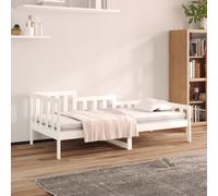 Day Bed Solid Pinewood White 80x200 cm Sleek 3-Sided Slatted Guest Sofa Bed Home
