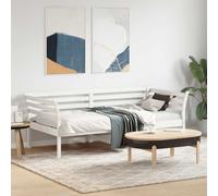 Day Bed Solid Pine White 90x190 cm Plywood Slats Rustic Wooden Sofa Bed Natural