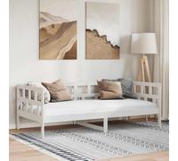 Vidaxl Day Bed White Solid Wood Pine 90X200 Cm, White