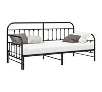 vidaXL Daybed Frame Black 90 x 190 cm Powder-Coated Steel, Contemporary Rectangular Daybed Frame, Durable Metallic Sleep Solution, Space-Saving Bed For Seating, Indoor Sofa