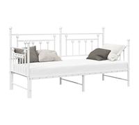 vidaXL Daybed Frame White 75 x 190 cm Steel, Modern Daybed, Rectangular, Steel Frame, Multifunctional Seating, Space-Saving, Indoor Sofa Bed, Compact Guest, Stylish
