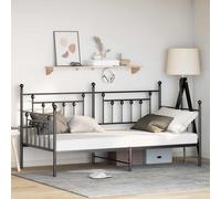 vidaXL Daybed Frame with Headboard Black 90 x 200 cm Steel