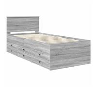 vidaXL Daybed Manual Grey Sonoma and Black 90 x 190 cm Engineered Wood, Bedroom, Modern Design with Ample Storage and Durable, Water-Resistant Finish for a Stylish and Functional Space