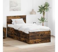vidaXL Daybed Manual Smoked Oak and Black 90 x 200 cm Engineered Wood