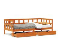 vidaXL Daybed with Drawers Sofa Bed Couch Wax Brown 80x200 cm Solid Wood Pine