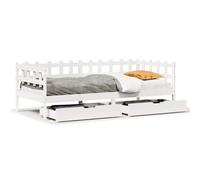 White Solid Pine Wood Daybed with Drawers 80x200cm Sofa Bed Frame, No Mattress