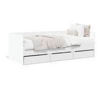 Daybed with Drawers White Engineered Wood 90x190 cm Trundle Storage 3-Drawer Bed